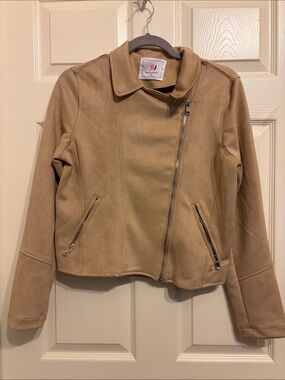 Fashion house Faux Suede Asymmetrical Zip Jacket